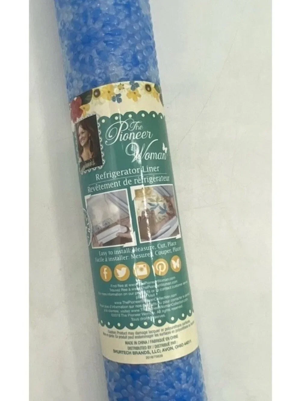 Pioneer Woman Refrigerator Shelf Liner Blue Floral Burst Pattern 15 In x 6 Ft